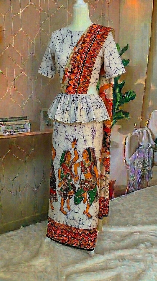 Ready made saree - Dancer perahera white