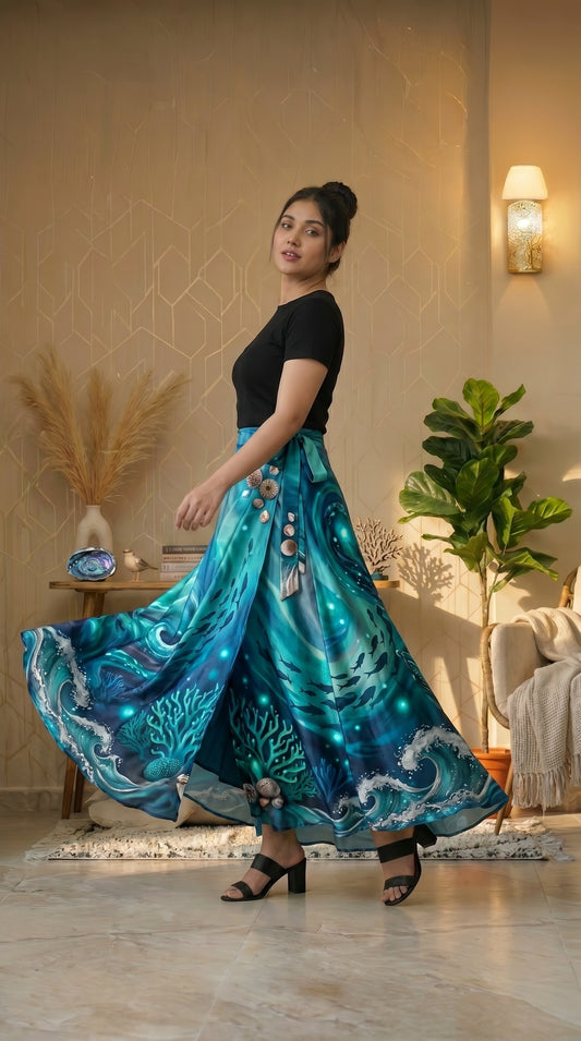 Wrap Skirt - Tiny fish in ocean