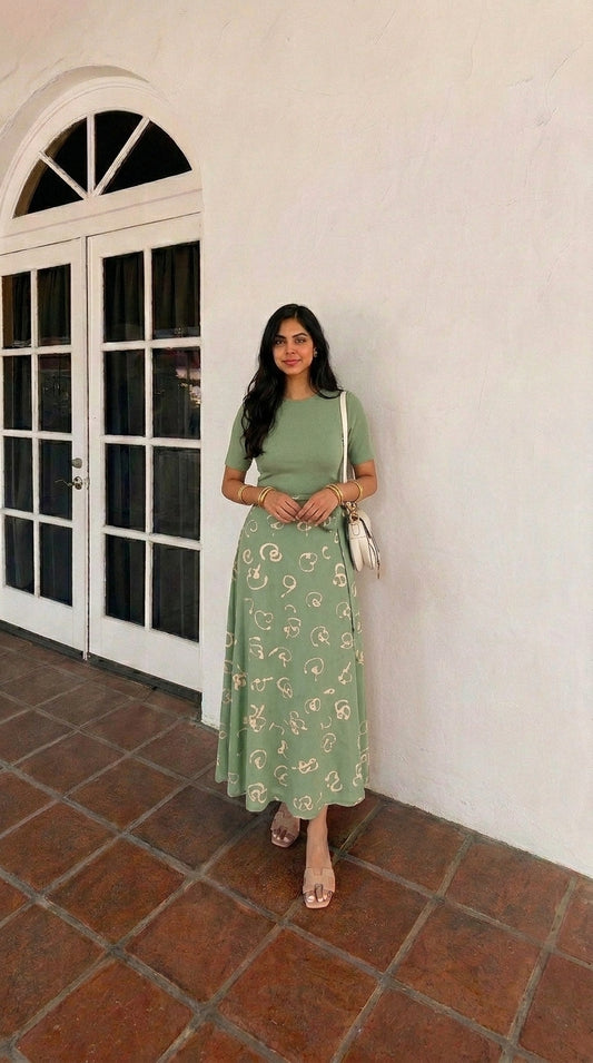 Wrap skirt - Sinhala letters (Green)