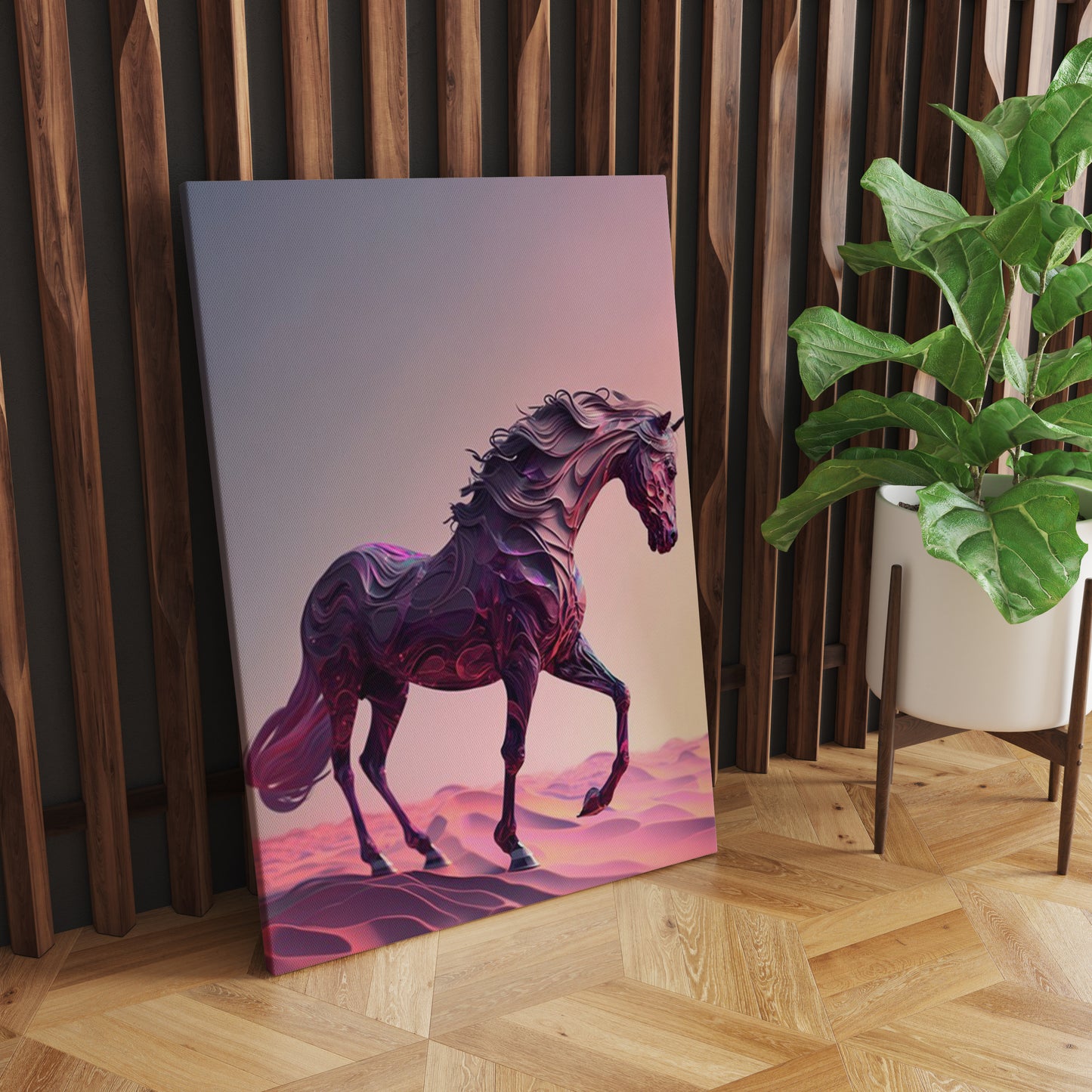 Purple Majesty: A Wall Art Showcasing an AI Horse in Enchanting Shades of Lavender - Celebrate the Fusion of Technology and Equine Elegance - S05E67