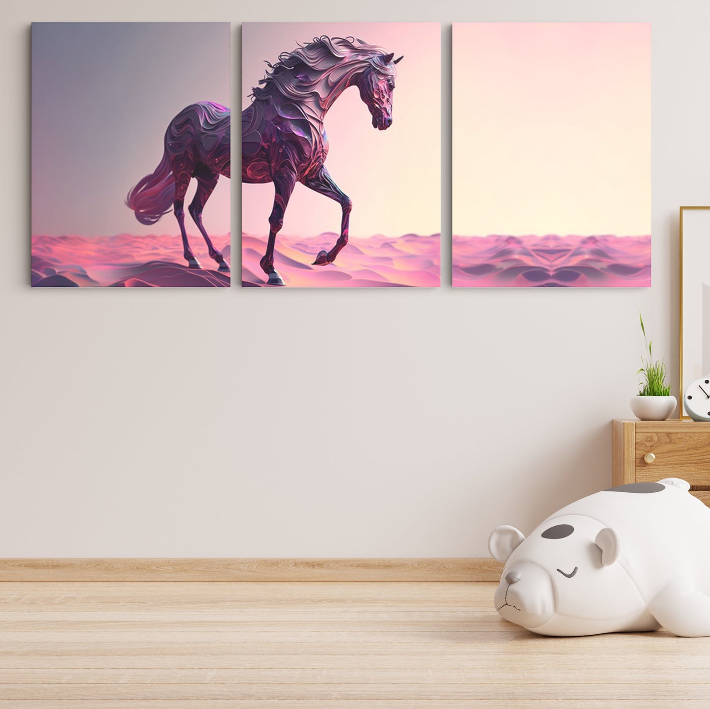 Purple Majesty: A Wall Art Showcasing an AI Horse in Enchanting Shades of Lavender - Celebrate the Fusion of Technology and Equine Elegance - S05E67