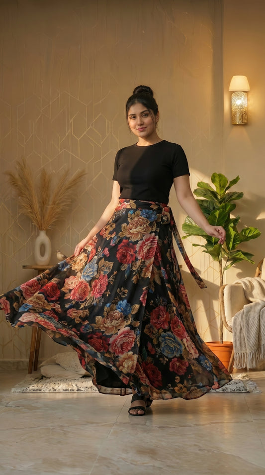 Wrap skirt - Roses floral