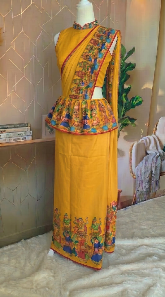 Ready made saree - Indian traditional Yellow