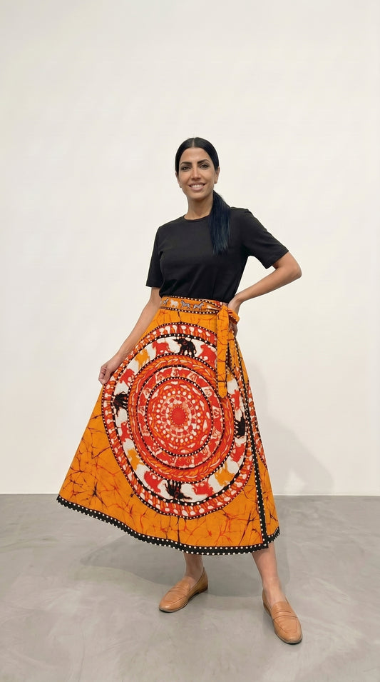 Wrap skirt - Traditional Orange mandala
