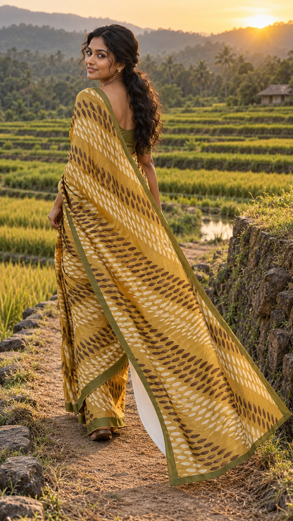 Golden Rice Fields Saree — DD-SAR-2610-004