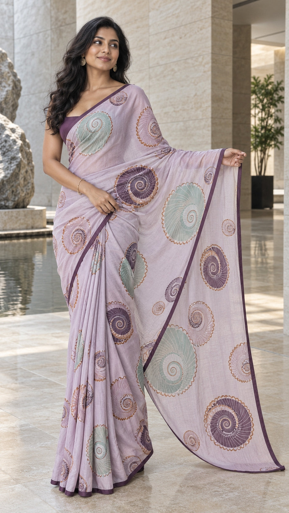 Lavender Spiral Saree — DD-SAR-2610-017