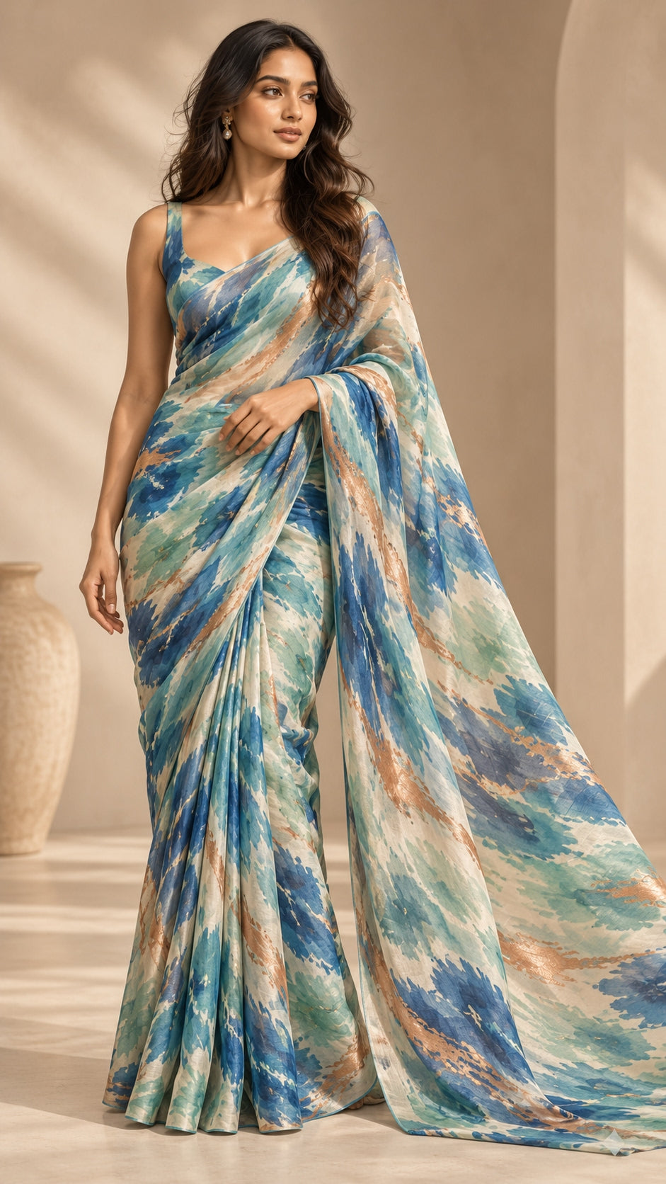 Azure Feather Flow Saree — DD-SAR-2610-030