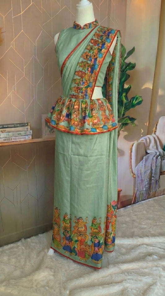 Ready made saree - Indian traditional Green
