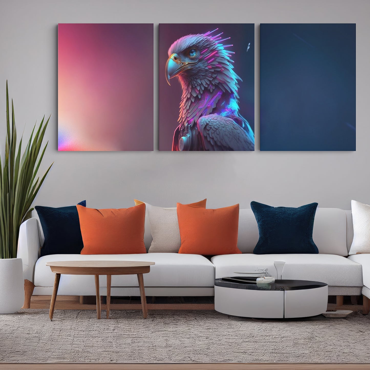 Ethereal Soar: A Wall Art Showcasing an AI Eagle Against a Bluish Purple Backdrop - Celebrate the Fusion of Technological Flight and Artistic Splendor - S05E69