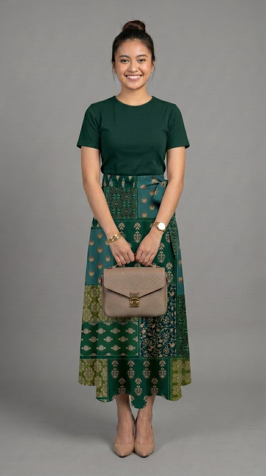 Wrap skirt - Stamp Green