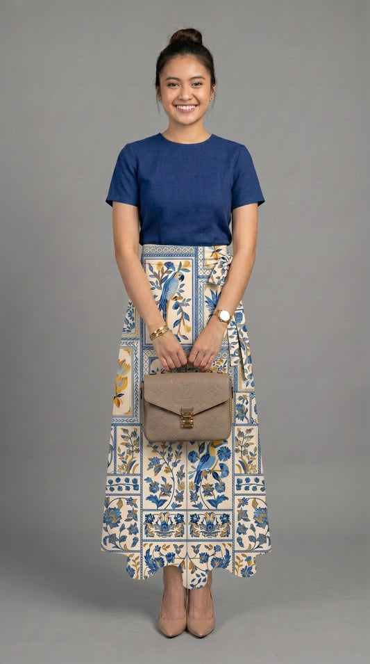 Wrap skirt - Stamp Blue