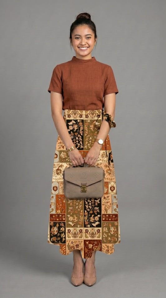 Wrap skirt - Stamp Brown