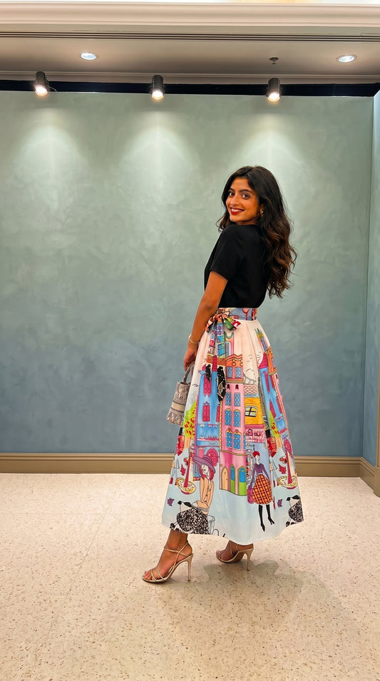 Wrap skirt - Modern art Blue layer