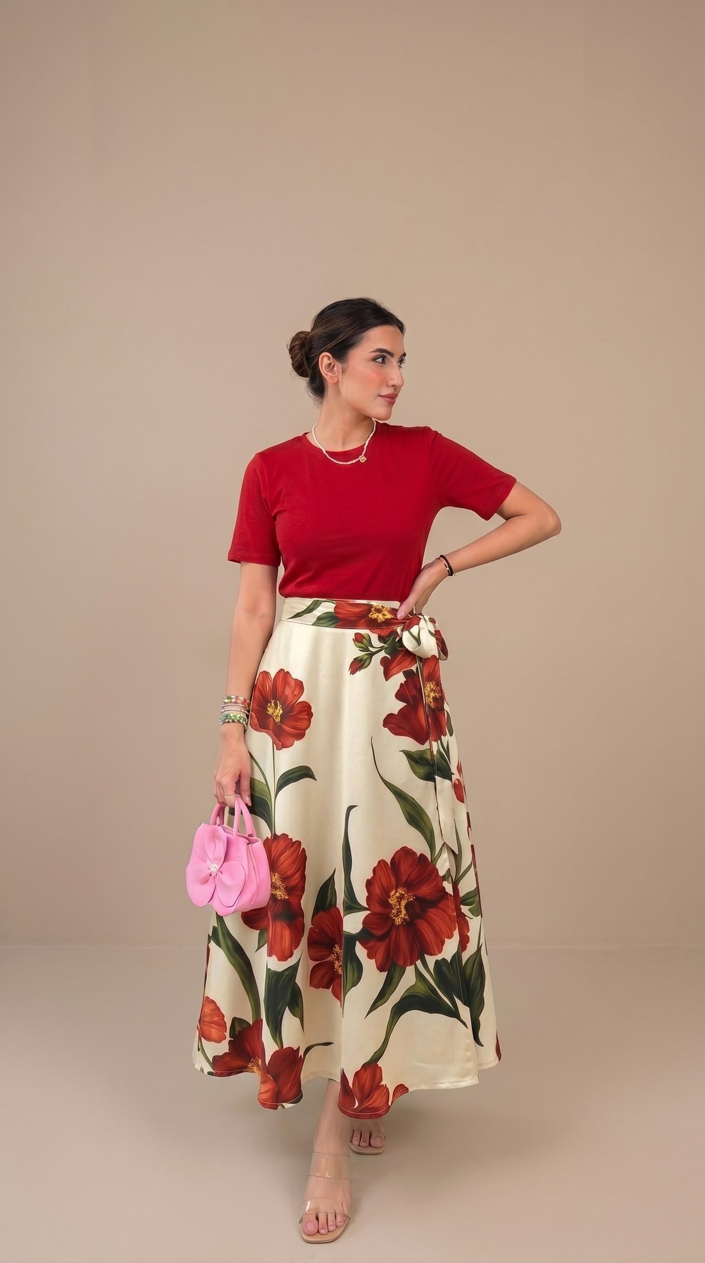 Wrap skirt - Floral Red flower