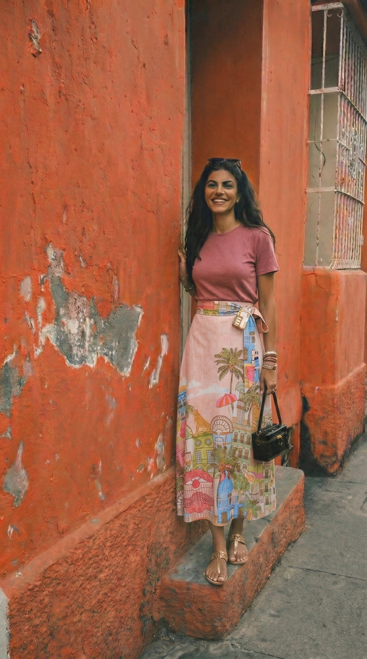 Wrap skirt - Modern light pink village