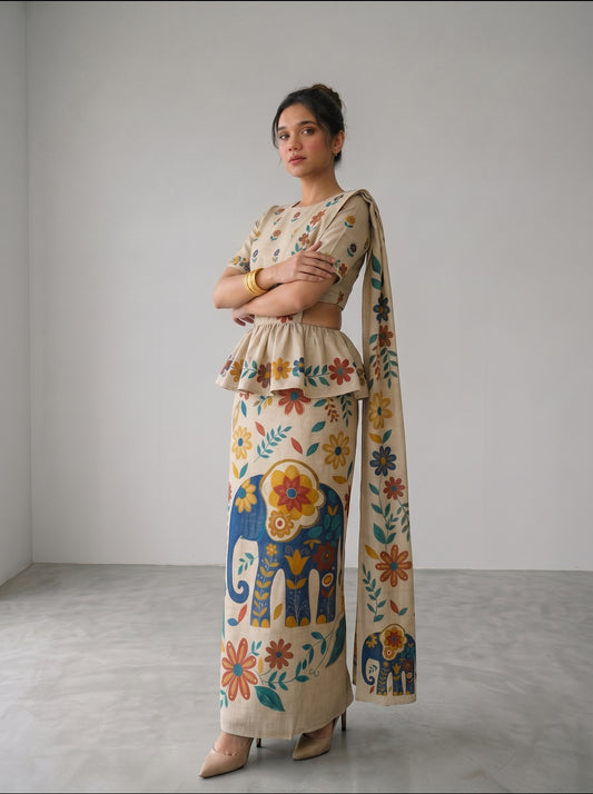 Ready made Kandyan - Elephant (Cute blue)