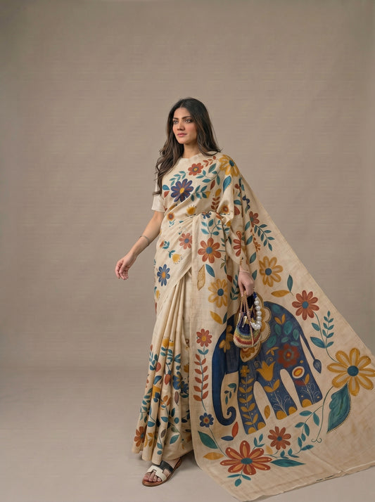 Saree - Elephant (Cute Blue)