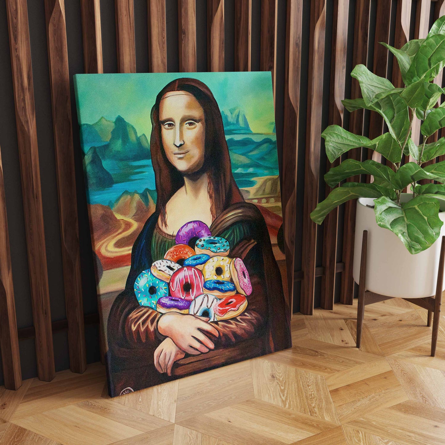 Hilarious Twist, Mona Lisa holding Donuts and Toilet Papers - Funny wall art for Living Room Decor S04E13