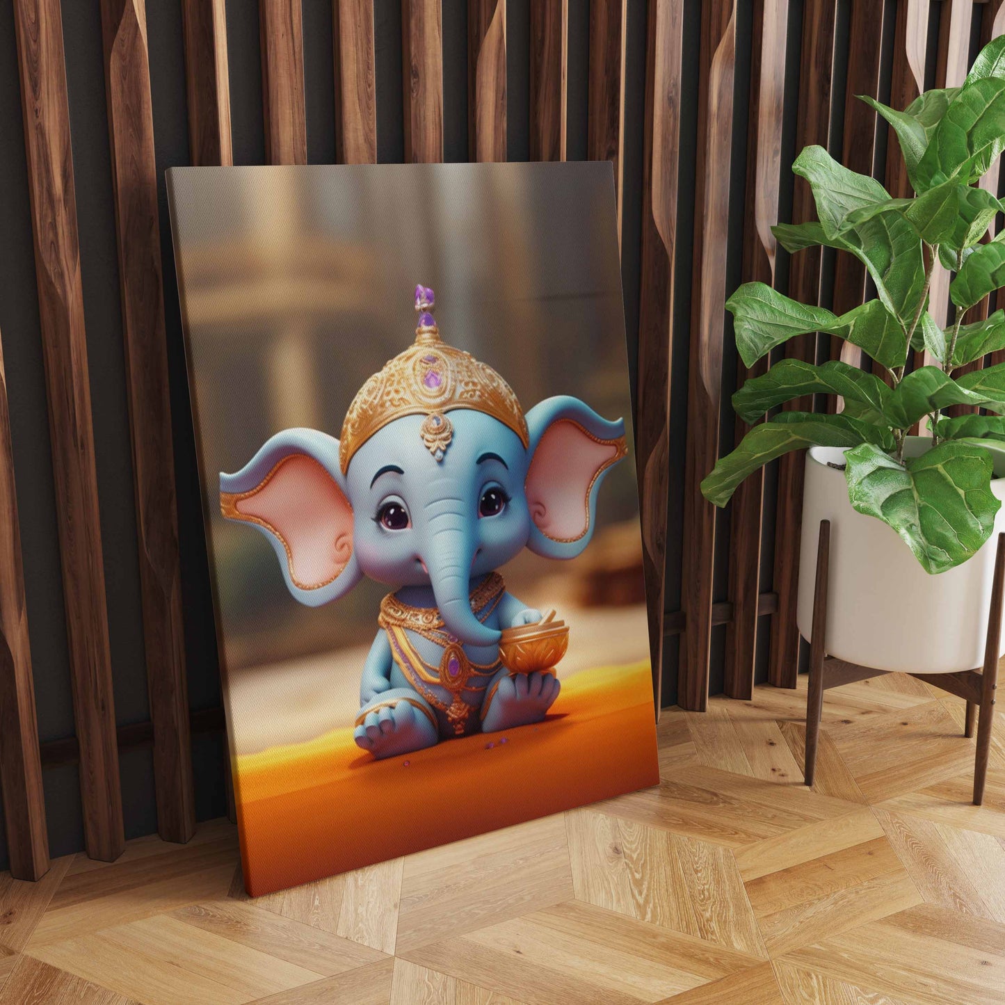 Adorable Blessings: A Wall Art Celebrating Cute Ganesh - Embrace the Charm and Divine Presence - S05E55
