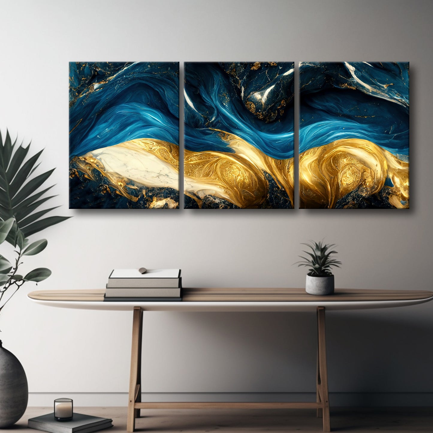 Eternal Confluence: Capturing the Dance of Golden and Bluish Liquid Textures, Resembling Turbulent Waves, in a Mesmerizing Symphony of Fluidity and Grace - S05E106