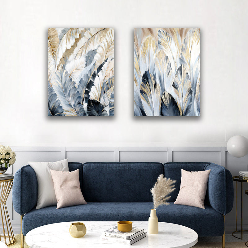 Abstract Golden Palm Leaves Wall Art, Nordic Elegance for Captivating Home Decoration S04E20