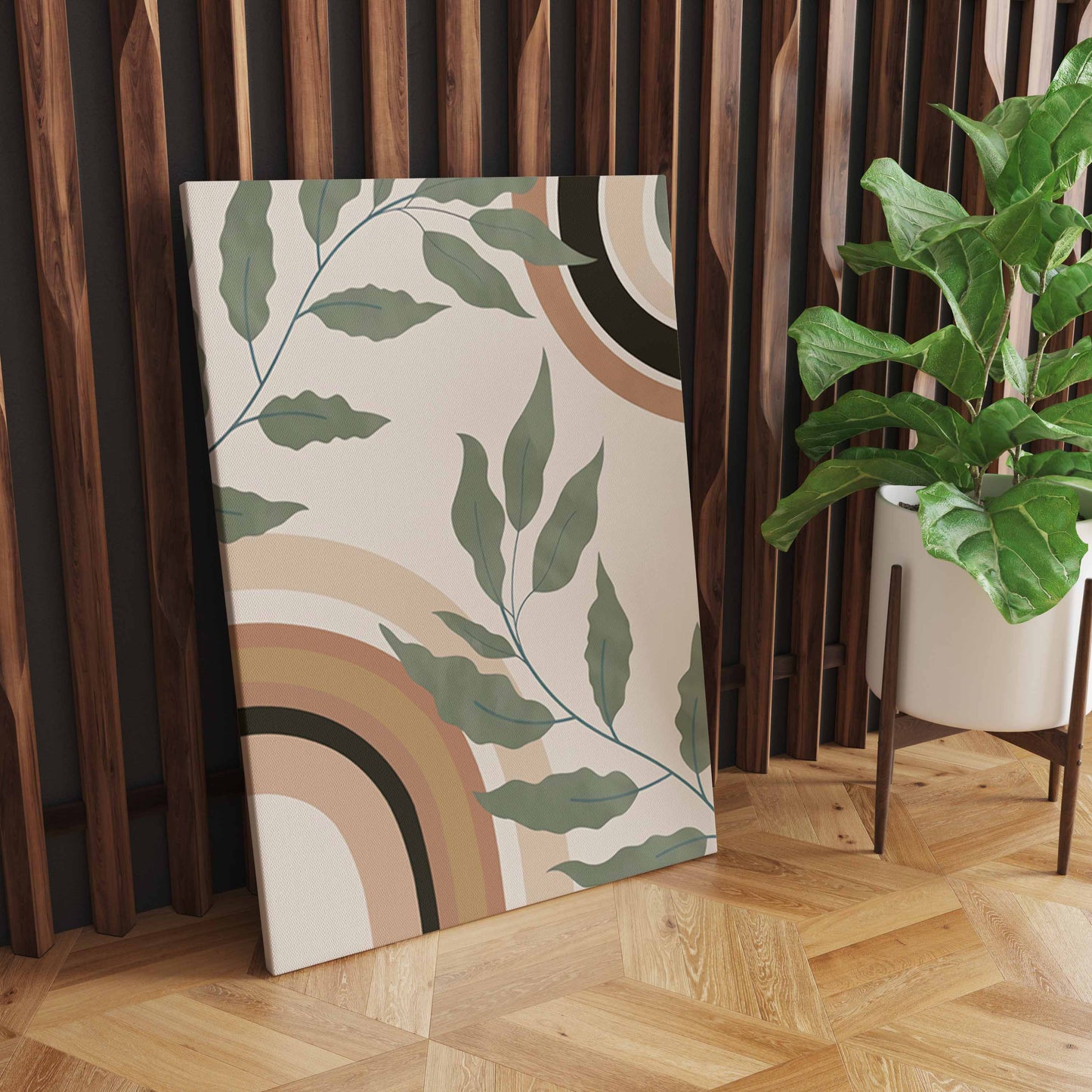 Boho inspired, Abstract Geometry Line Fabric Printed Wall art - Sun Rainbow Nordic Decor - Living Room S04E26