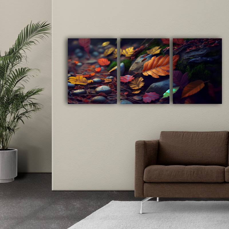 Naturally Serene: Pebbles and Leaves - Tranquil Wall Art Celebrating the Organic Beauty of Nature - S05E25