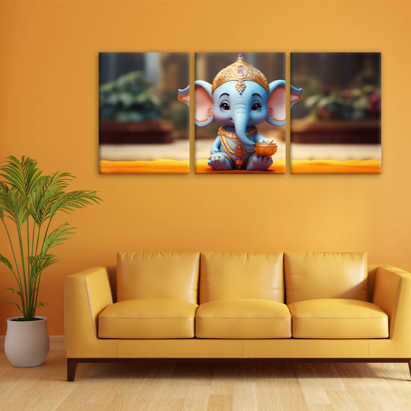 Adorable Blessings: A Wall Art Celebrating Cute Ganesh - Embrace the Charm and Divine Presence - S05E55