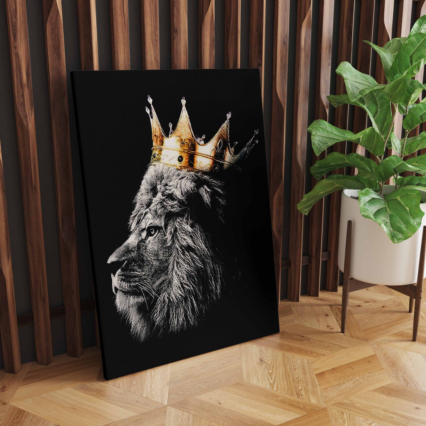 Black and White Lion King and Queen Animal Fabric Printing wall art, Nordic Decor Mural Pictures for Room S04E21
