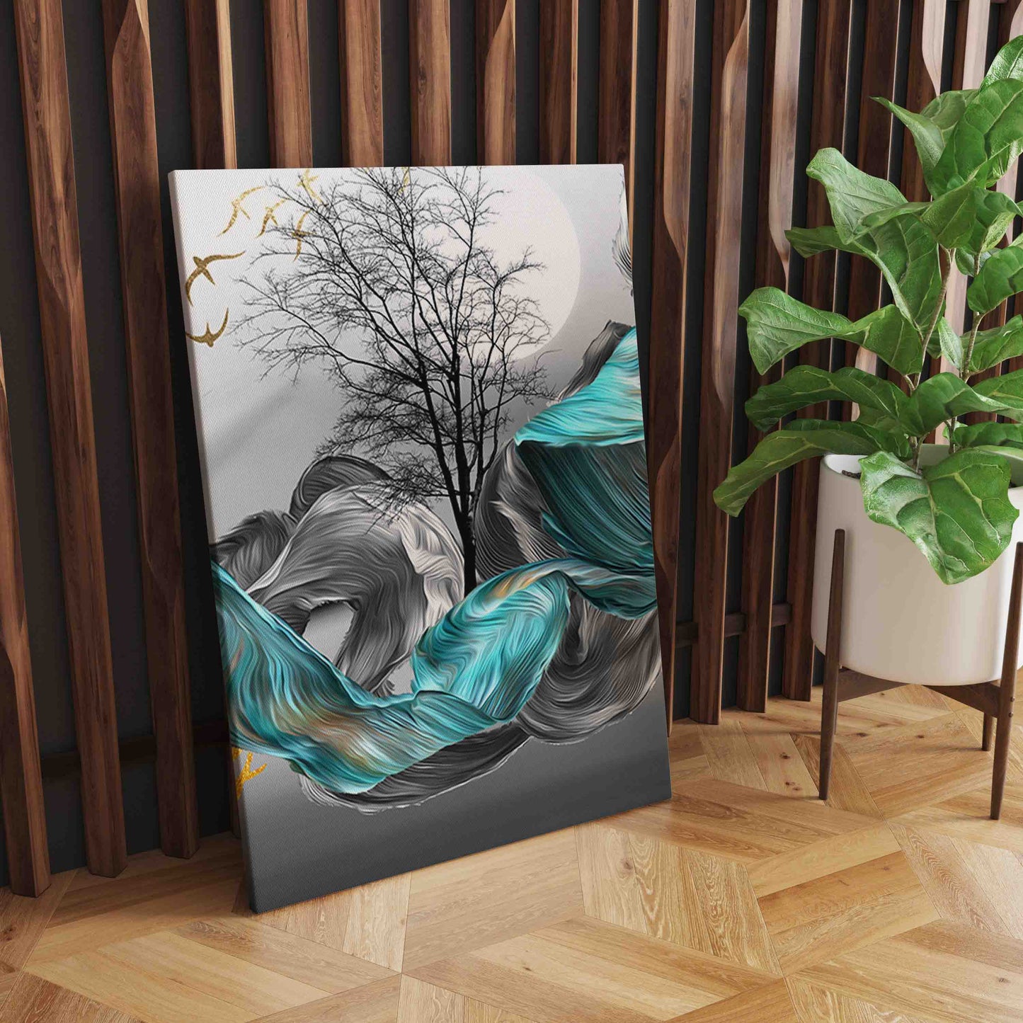 Golden Majesty: Nordic Abstract Golden Deer Painting Canvas Wall Art" - Gold Blue Wall Art Pictures For Living Room Modern Home Decoration S04E03