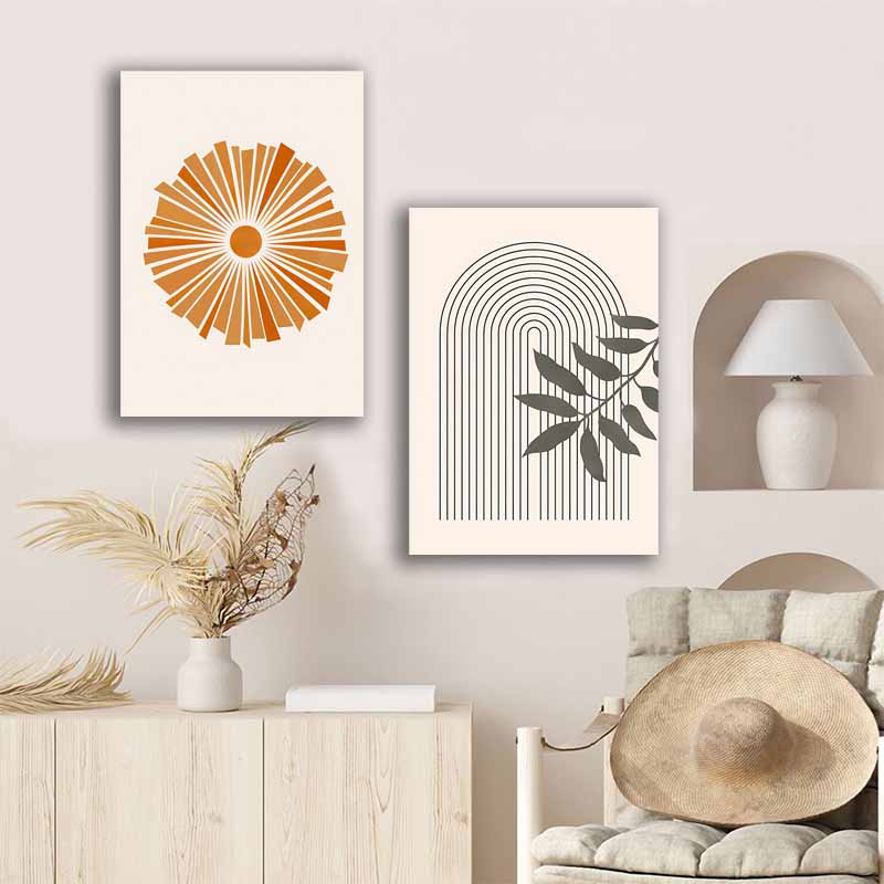 Abstract Sun Leaves Flower Geometry Boho Wall Art | Nordic Design for Living Room Decor S04E30