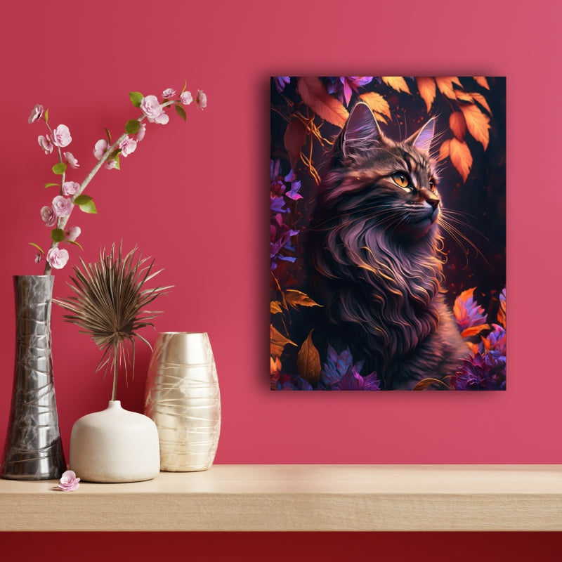 Enchanting Whiskers: Cat in the Forest - Captivating Wall Art Celebrating the Serenity of Nature and Feline Grace - S05E21