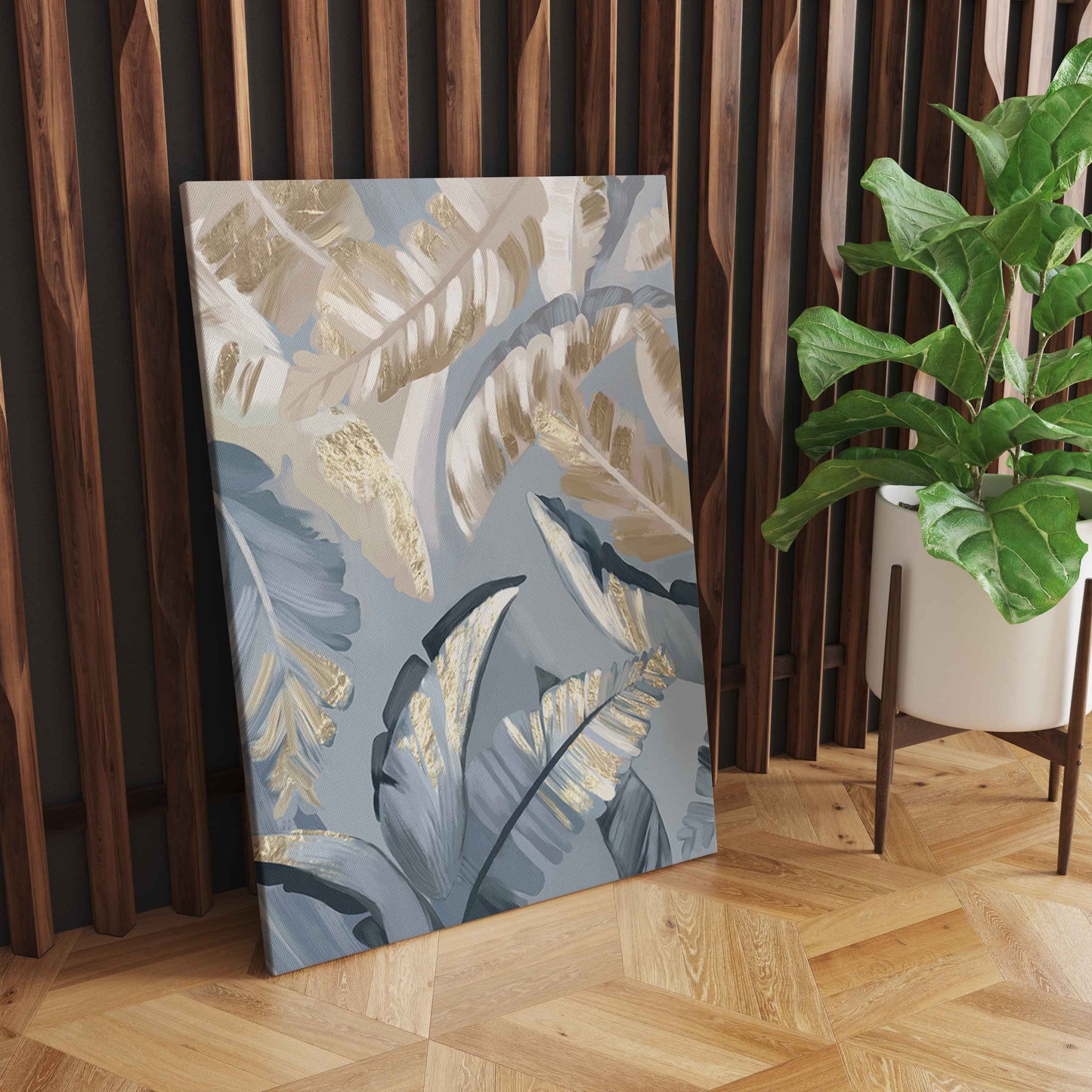 Abstract Golden Palm Leaves Wall Art, Nordic Elegance for Captivating Home Decoration S04E20