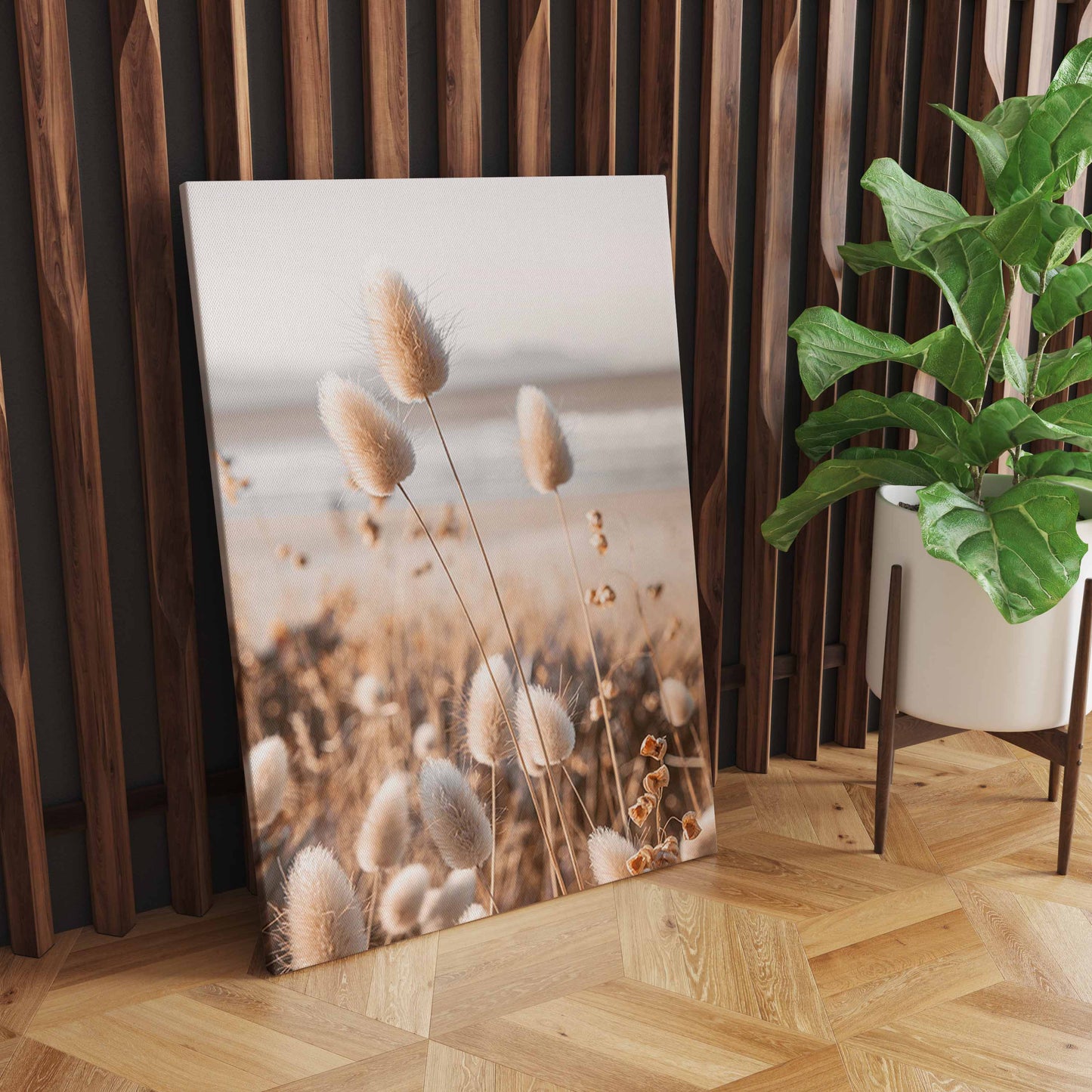 Tranquil Sunset Serenade, A Captivating Nature-Inspired Wall Art with Reeds, Birds, Flowers, and Vibrant Hues S04E08