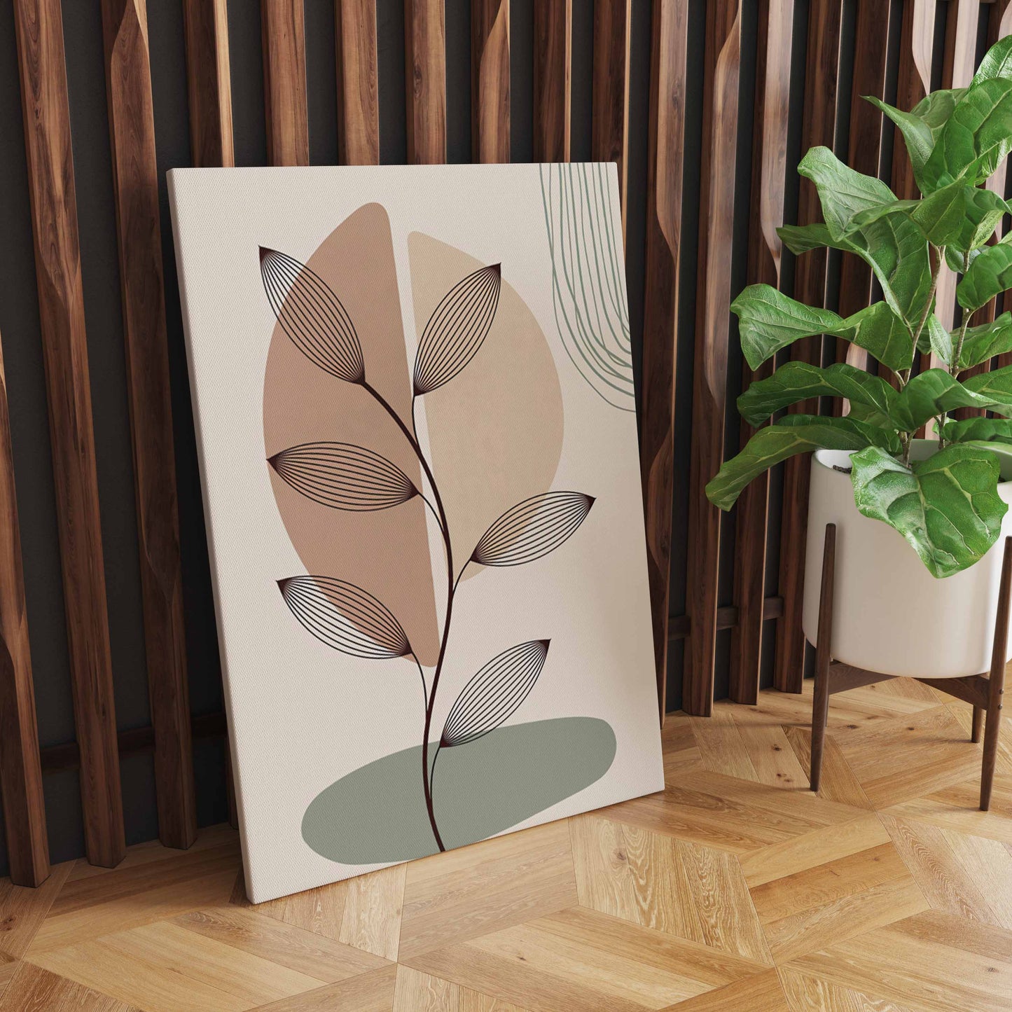 Boho Wall Art, Abstract Geometry Line fabric Printing, Leaves, Sun, Rainbow - Nordic Inspired Enhance Your Living Room Deco S04E22