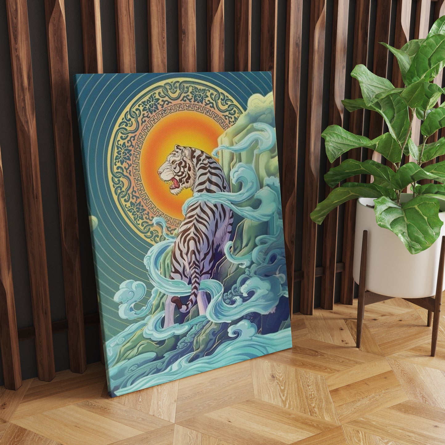 Radiant Roar: A Wall Art Celebrating the Tiger in Chinese Festival Splendor - Embrace the Elegance of Tradition and Power - S05E63