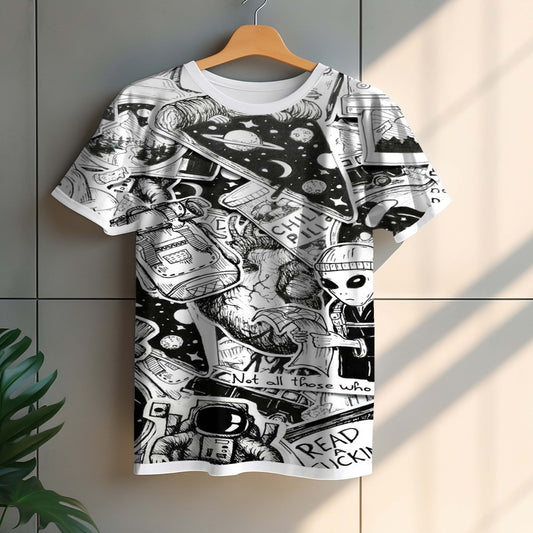 BlackWhite Pizza Universe - tshirt - TS15