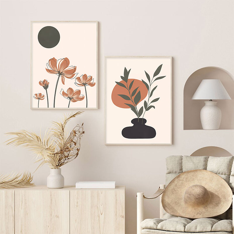 Abstract Sun Leaves Flower Geometry Boho Wall Art | Nordic Design for Living Room Decor S04E30