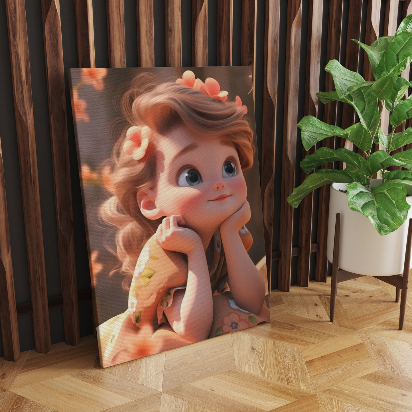 Blossoming Innocence: A Wall Art Celebrating Cute Baby Girls in a Enchanting Floral Backdrop - Embrace the Delicate Beauty of Youth and Nature's Splendor - S05E70